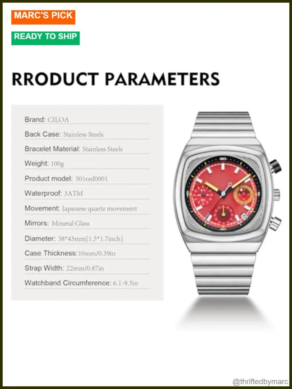 Chronograph Stainless Steel Waterproof Analog Business Wristwatch for Men